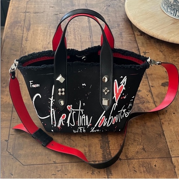 Christian Louboutin Artistic Black and Red Tote - Picture 1 of 11